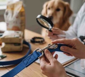 Close-up of pet product safety inspection details