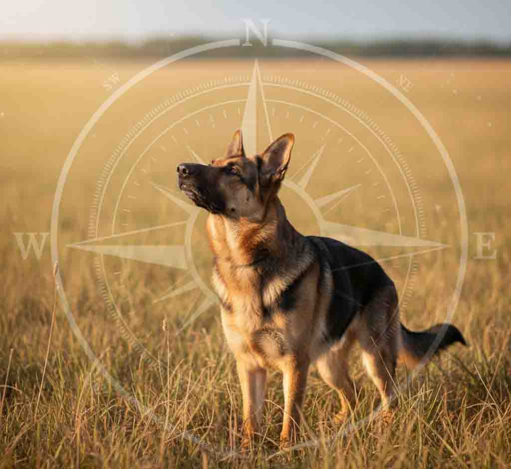 Dog demonstrating magnetic sense ability in natural environment