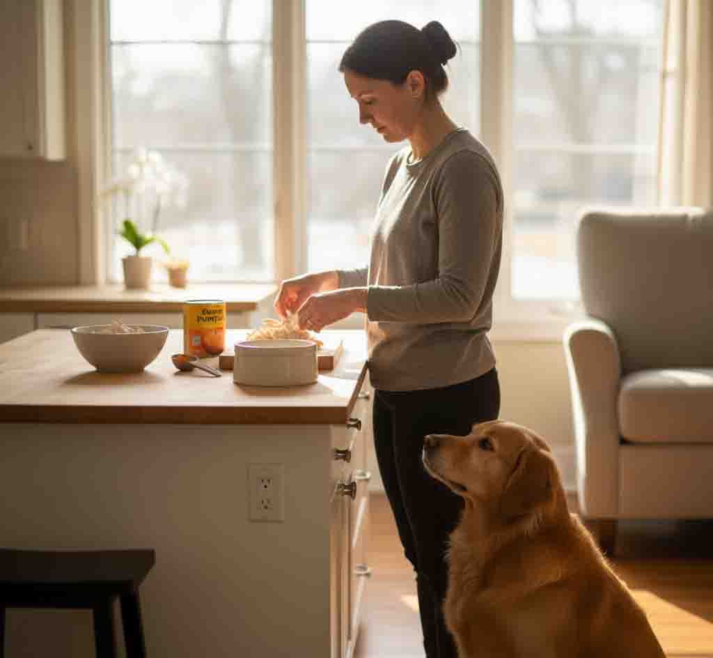 Preparing easily digestible homemade meal for pets with sensitive digestion