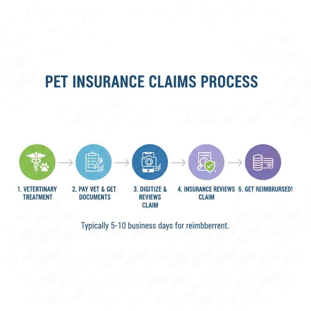 Pet insurance claims process step-by-step infographic
